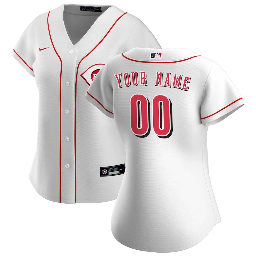 Cheap Womens Cincinnati Reds Nike White Home Replica Custom MLB Jerseys